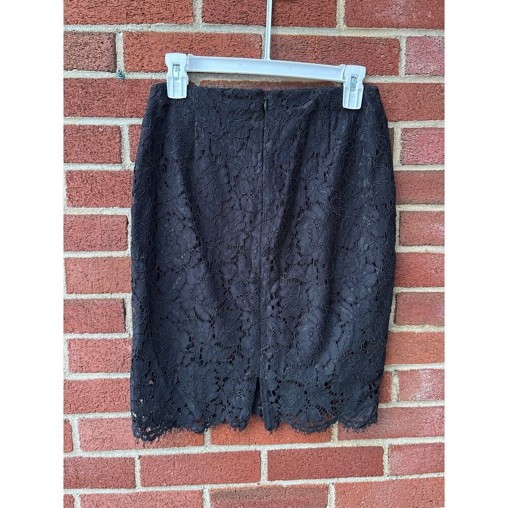 Banana Republic Lace Pencil Skirt Navy Blue Floral Midi Career Size 4 - Picture 3 of 5